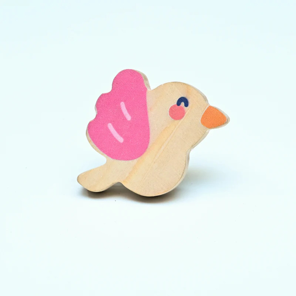 Handmade Pine Wood Bird Knob for Kids Furniture